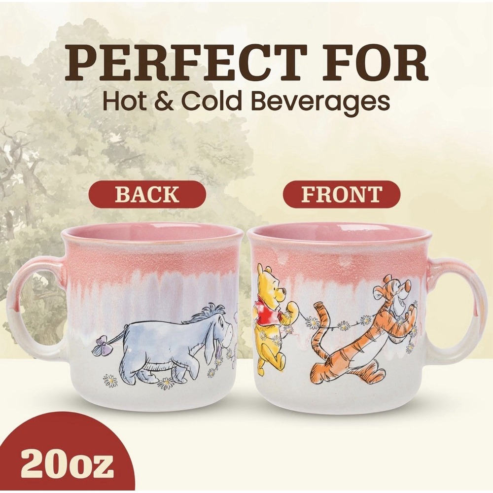 Disney Winnie the Pooh Tigger Eeyore Reactive Glaze Ceramic Camper Mug 20oz